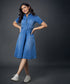 Classic Collared Denim Dress With A Belt